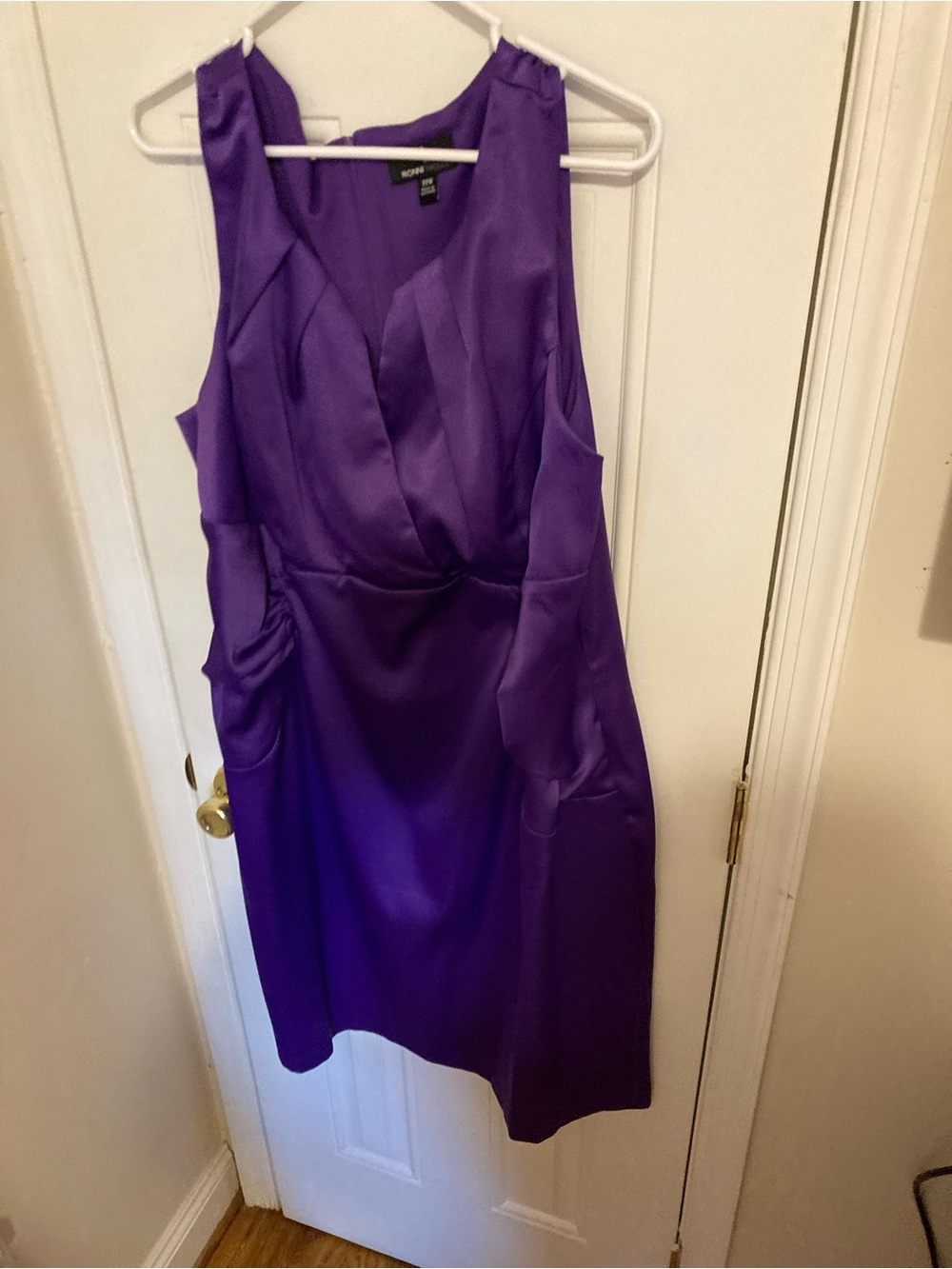 Ronni Nicole Purple Satin Sleeveless Midi Dress